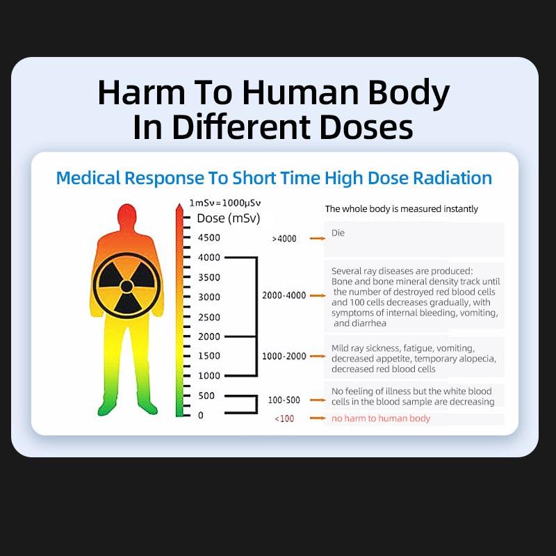 Nuclear Radiation Meter Range Nuclear Radiation DetectorTester Digitales Geigerzähler-Messgerät Bunte Anzeige mehrerer Alarmtipps für kommerzielle Zwecke
