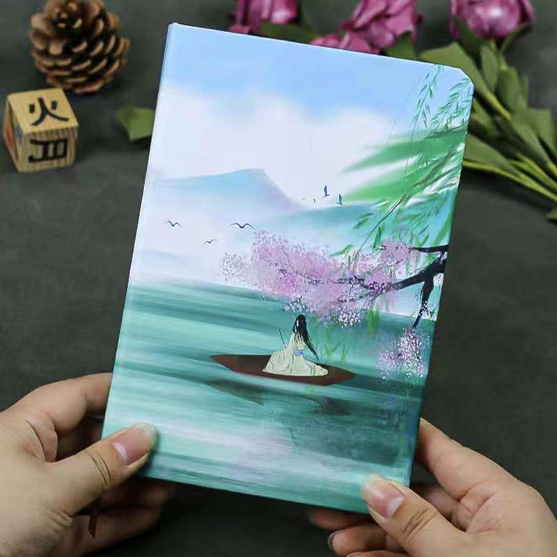 Gusu Retro Style Illustrated Diary Notebook with Chinese Style Cute Girl Design