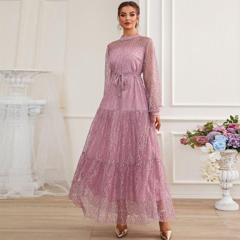 

Мода Ветер Новая Мода Повседневный Элегантный Элегантность Кружевное Платье Темперамент Кружевное Платье Pink S