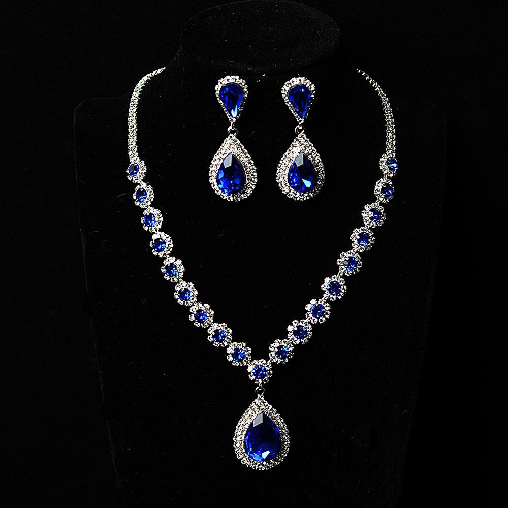 Geometrický křišťálový náhrdelník s kapkou vody a sada šperků