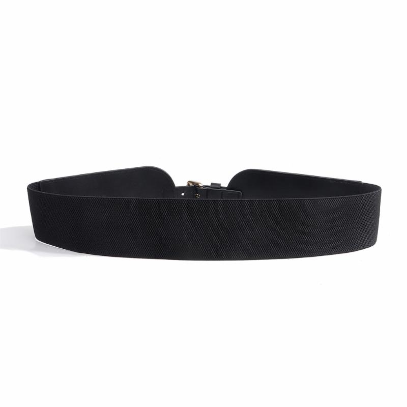 Adjustable Waist Cincher Belt Elastic Support Stretch Belt For Daily Wear Fitness Gym Classical Black PU Leather
