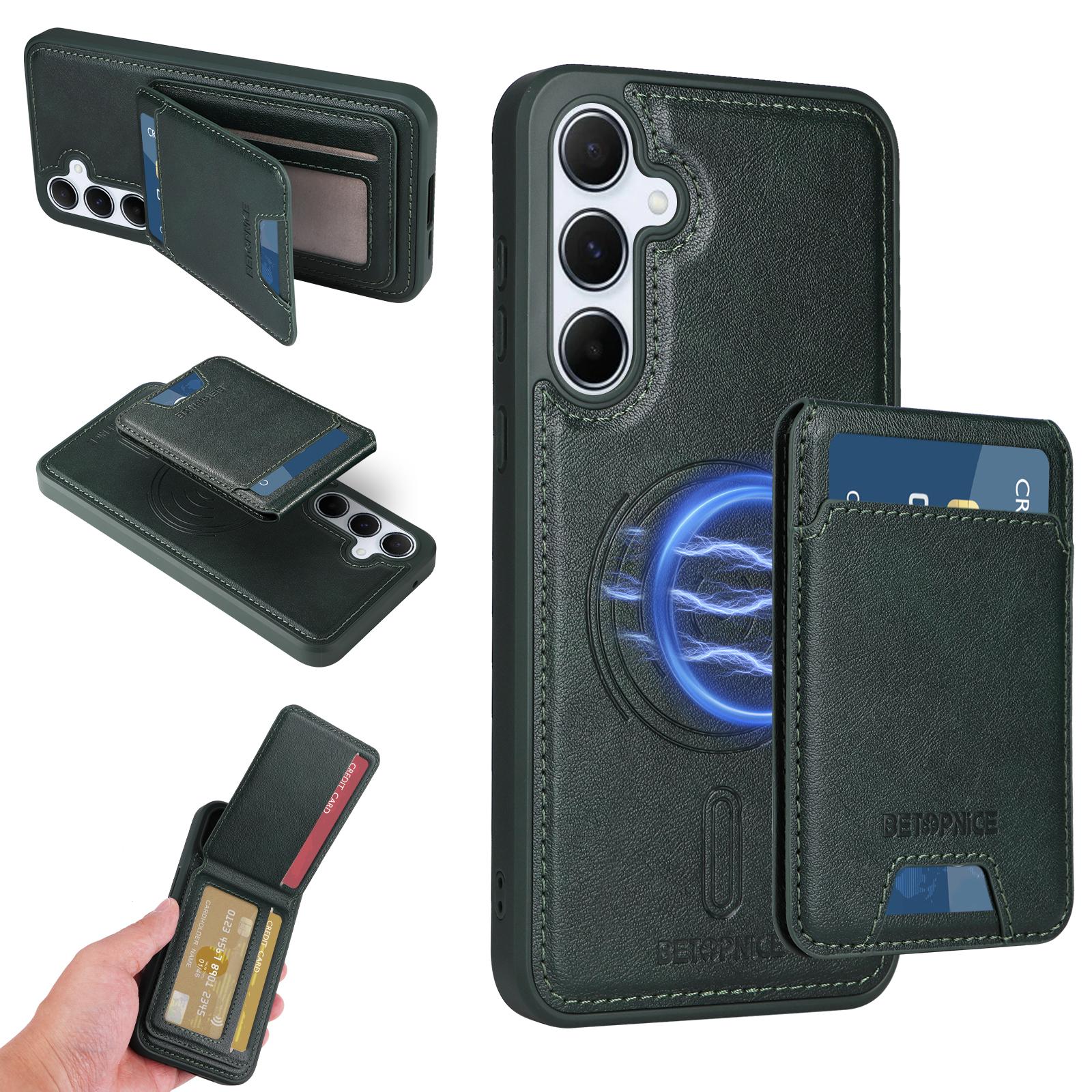 

For Samsung Galaxy A55 5G Magnetic Case BETOPNICE RFID Blocking Leather Phone Back Cover with Detachable Card Bag D