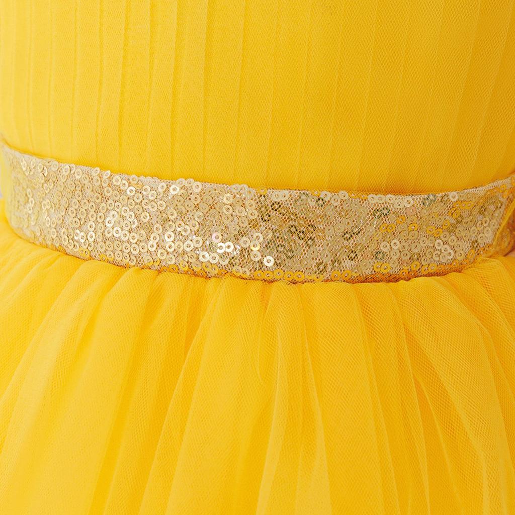 Children's Halter Princess Dress with Train & Puffy Mesh Skirt - Perfect for Evening, Holiday Parties, or Performances