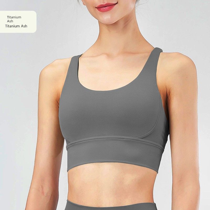 Particularly Fashionable Yoga Clothes Nude Feel Yoga Vest Women's Summer with Chest Pad Sports Intimates Cross Back Shaping Shockproof
