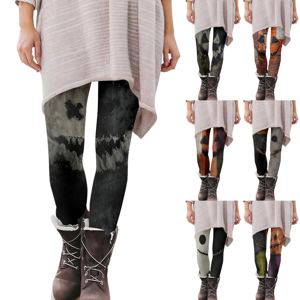 Women's Casual Fashion Outdoor Halloween Printed Slim Elastic Yoga Pants Cropped Pants