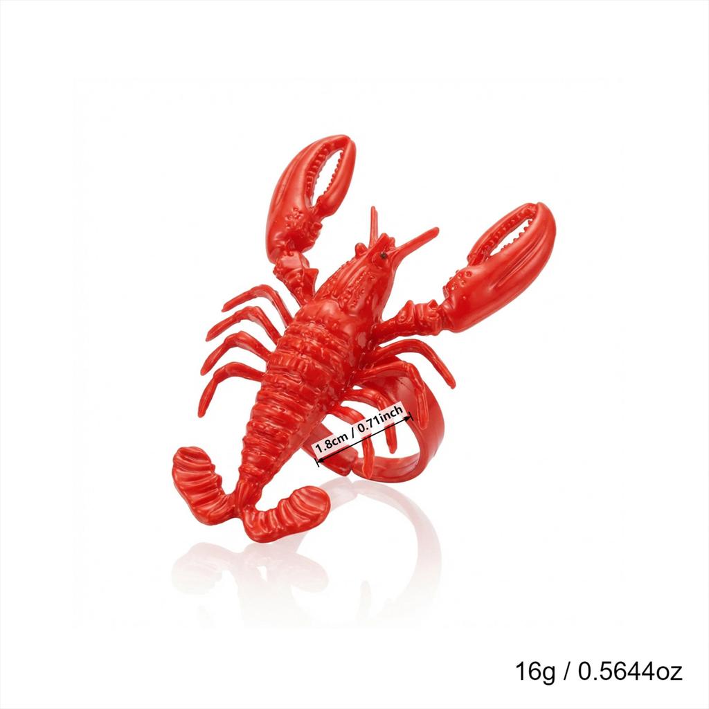Creative New Exaggerated Lobster Bracelet and Ring Set, Seaside Vacation Style Imitation Pattern Jewelry