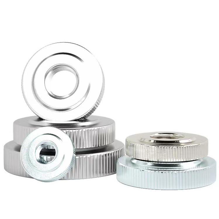 Blue & White Zinc Vertical Knurled Hand-Tightened Round Nut, Single-Layer, Thin, for M3/M4/M5/M6/GB807.