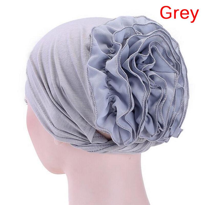 Women Flower Stretchy Turban Head Wrap Band Chemo Bandana Hijab Pleated Indian