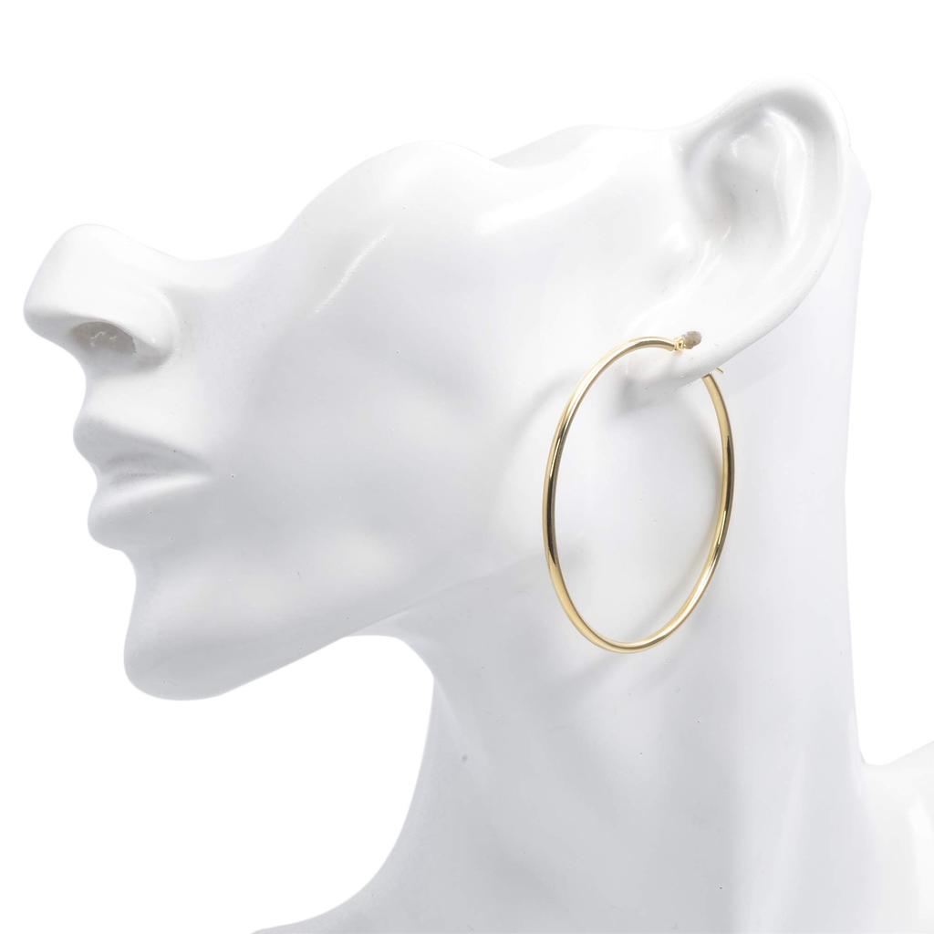 K18 Gold Hoop Earrings 50mm 2mm Width 1 Pair [Speranza] Women's