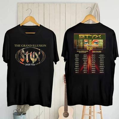 100% cotone TOP UNISEX T-SHIRT UOMO DONNA Styx 2025 Concert Band the Grand Illusion Tour 2025 Regali per Fan T-Shirt
