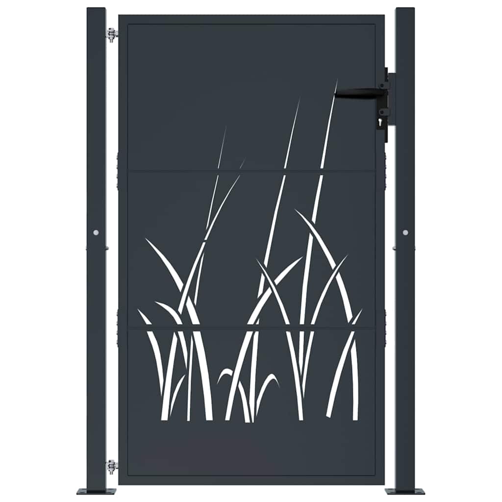 vidaXL Gartentor Anthrazit 100x125 cm Stahl Gras-Design