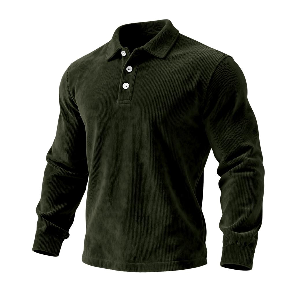 Men's  Casual Outdoor Lapel Corduroy Pullover Long-sleeved Top