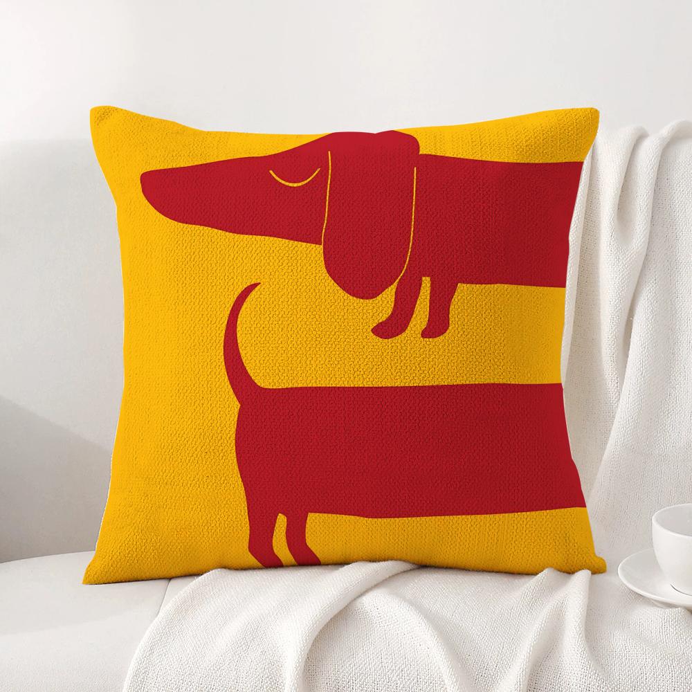 Cartoon Animal Cute Cushion Cover Summer Coolness Linen Fabric Double-Sided Printing Pillow Case Sofa Home Decor Gift