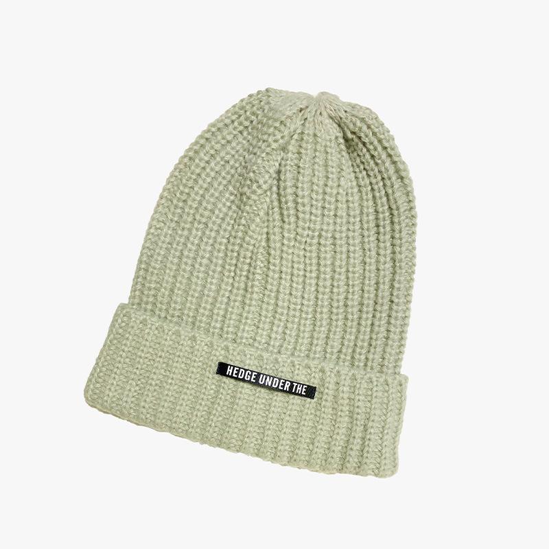 New Autumn and Winter Letter Knitted Big Hat Brim Big Head Circumference Warm Wool Hat for Women Versatile Ear Protection Students