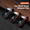 Wood Grain Car Sun Visor Glasses Clip Sunglasses Ticket Card Holder For Porsche Panamera Cayenne Taycan 911 718 Macan Carrera-GT
