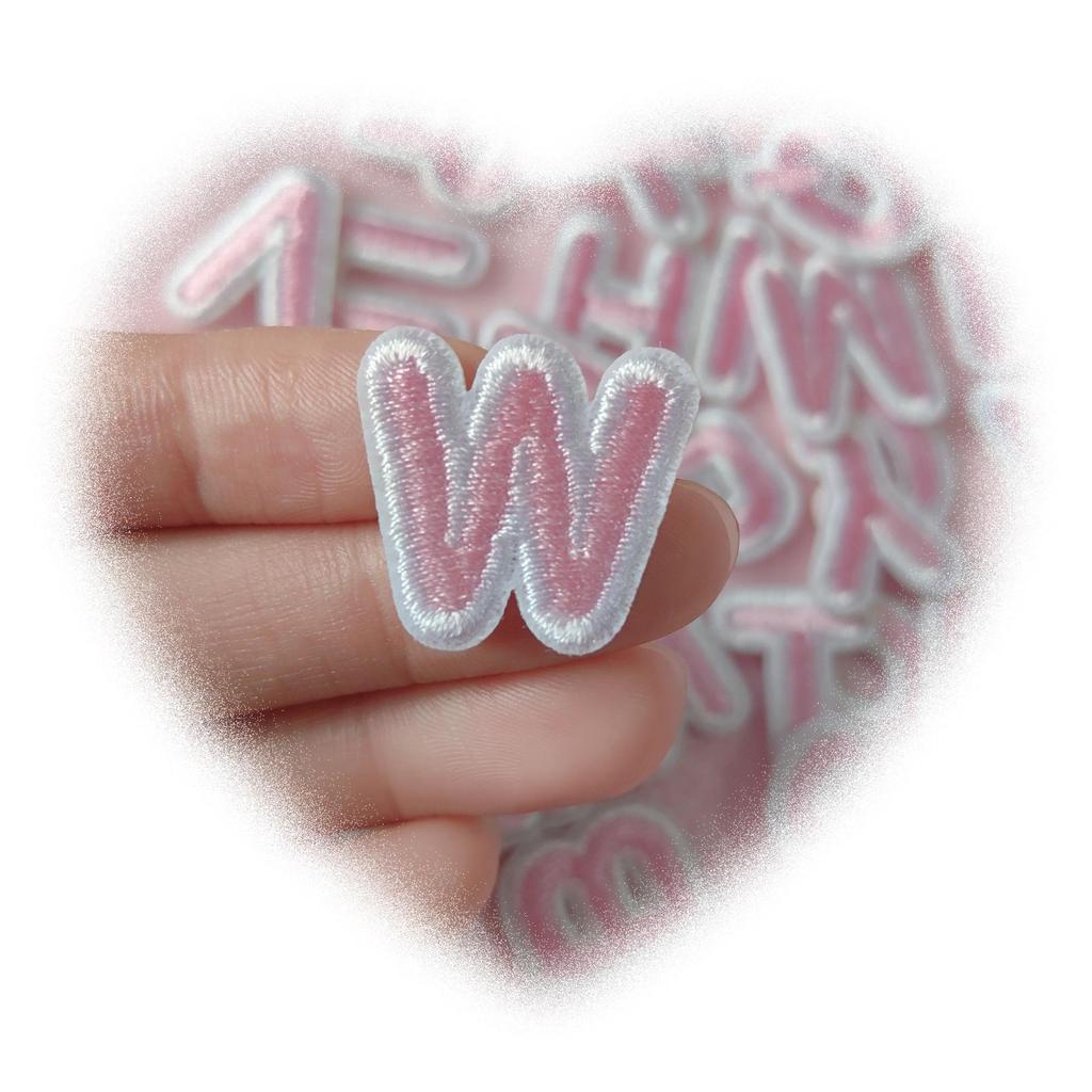 Pink English Alphabet Embroidered Iron-On Cloth Patch