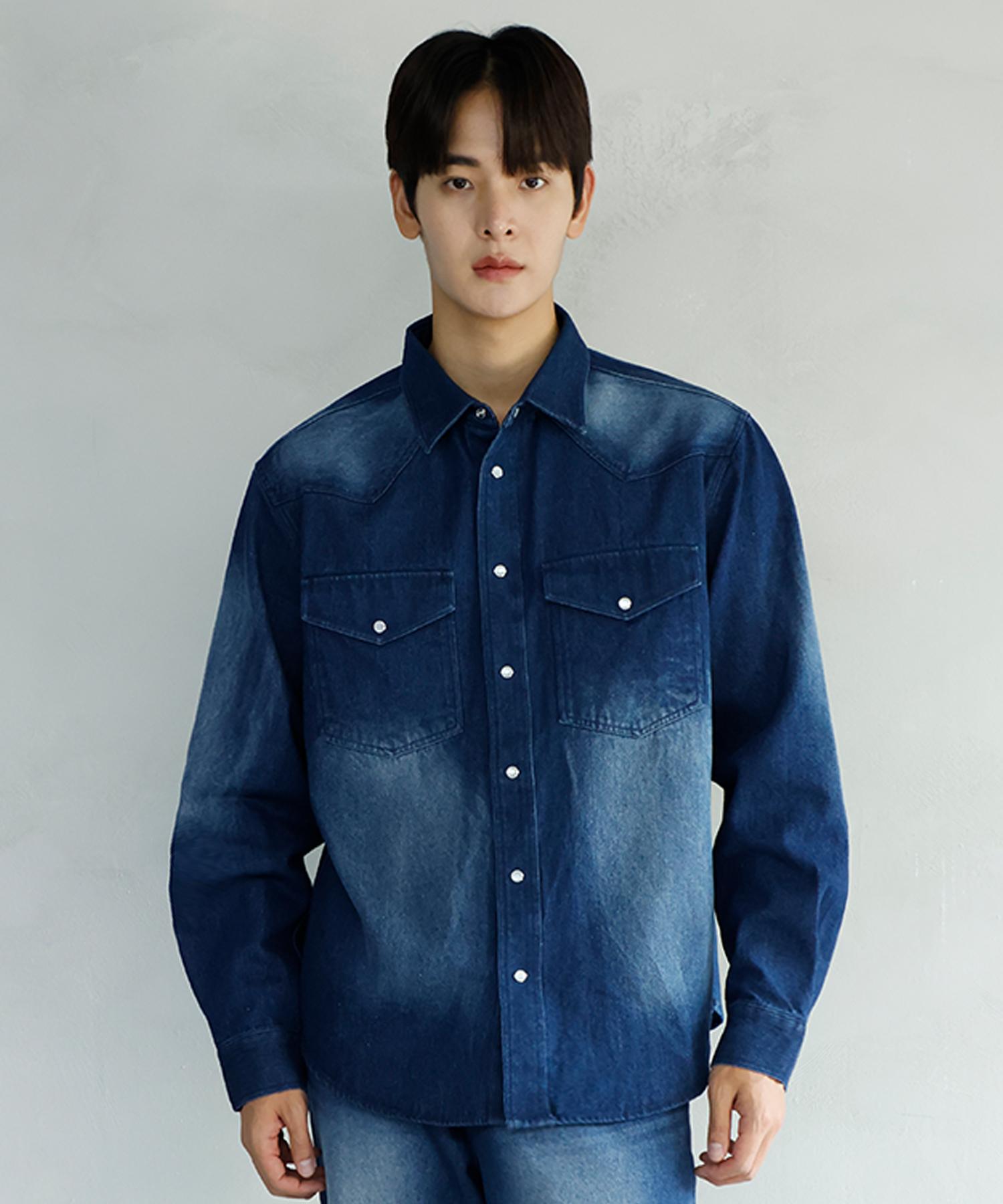 Signature [Choi Jong-Woo X Signature] Western Washed Denim Shirt [Indigo] Indigo/M
