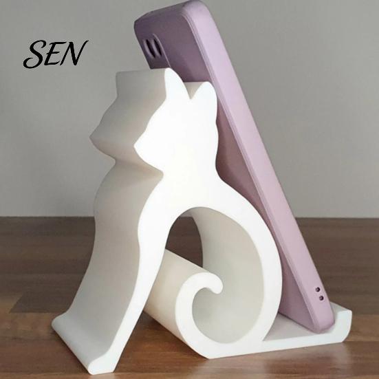 Cell Phone Stand for Cat Lovers Cute Mobile Holder Stand, Desktop Mount Desk Office Universal Bedroom, 3D Printed Stable Diagonal Support Smartphones