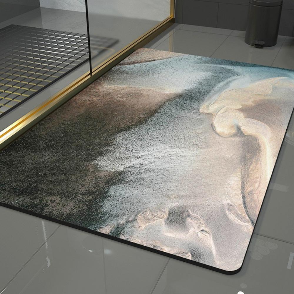 Simple Printing Bathroom Thickening Mat Bath Non-slip Carpets In Wash Basin Bathtub Side Floor Rug Shower Room Doormat Memory Foam 3D Pad