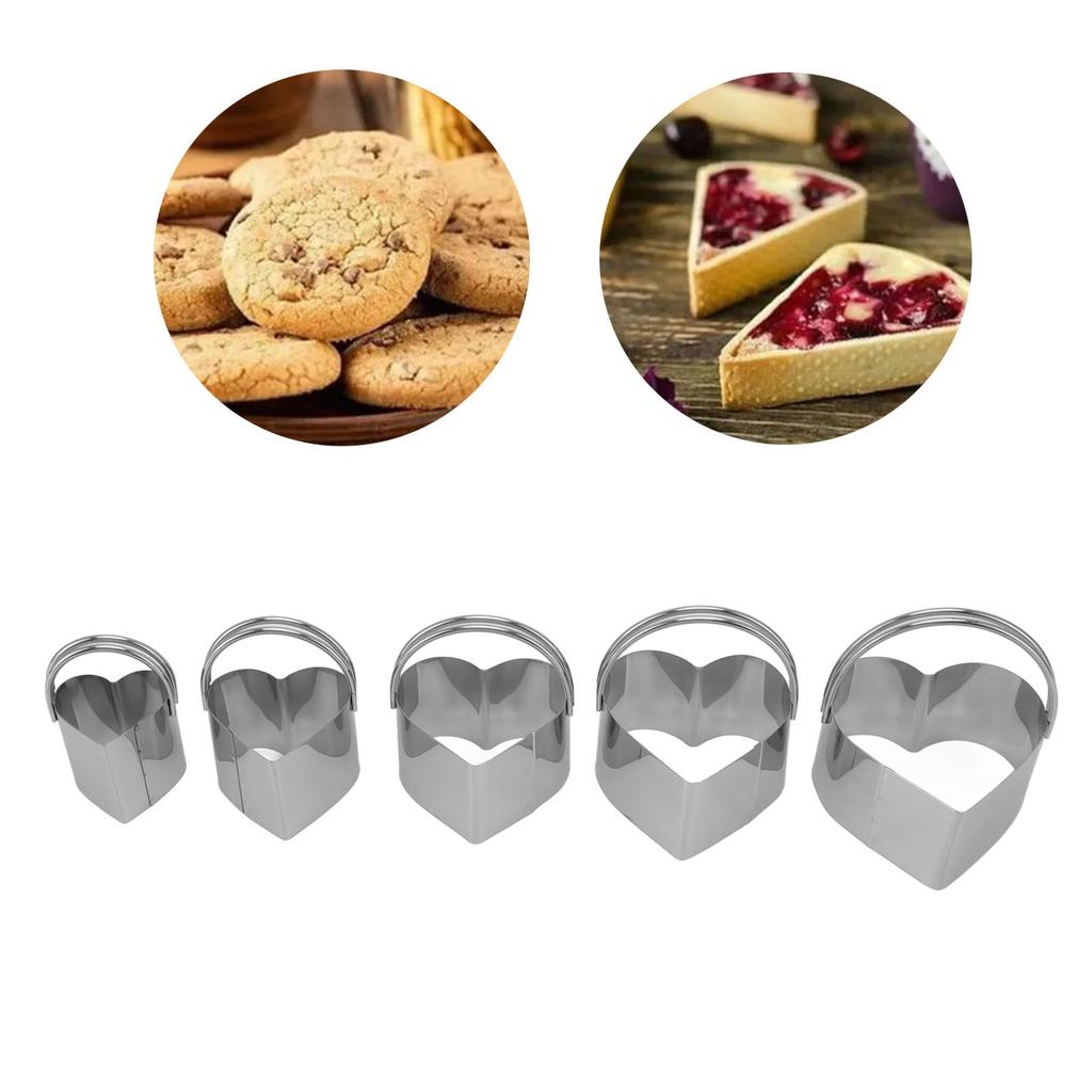 5 Pcs Cutters Set with Handle Stainless Steel Mould for Baking Cooking Alentine Day