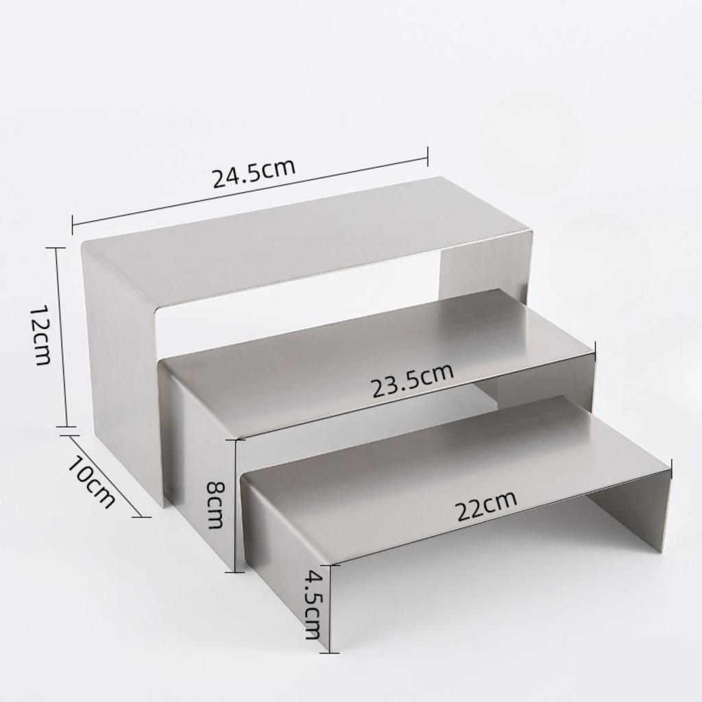 3 Pieces Riser Display Stands Stainless Steel Multipurpose Perfume Stand