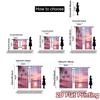 2pcs   2D FLAT PRINTING Curtains (Without Rod) Pink Sunset Shore Popular Minimalist Curtains Yarn Curtains Decorations Suitable