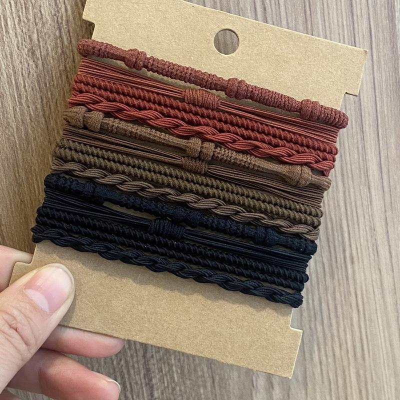 12 pcs Boho bracelet hair ties for women elastic hair rubber bands girls black Bracelet  hair rope Ponytail Holder hairbands
