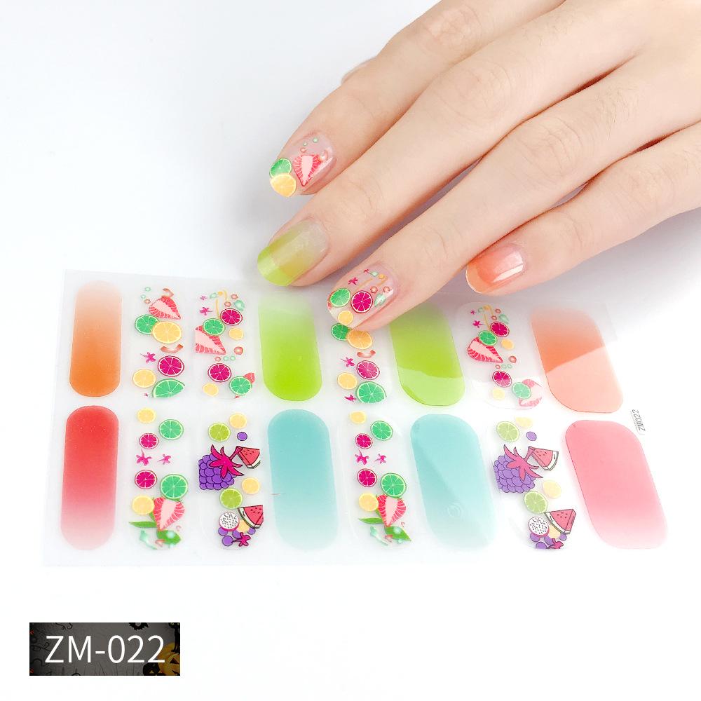 ZM Full Cover No-Cure Gel Nail Wraps, Halloween Style Autumn Winter Nail Stickers, Nail Patch Films