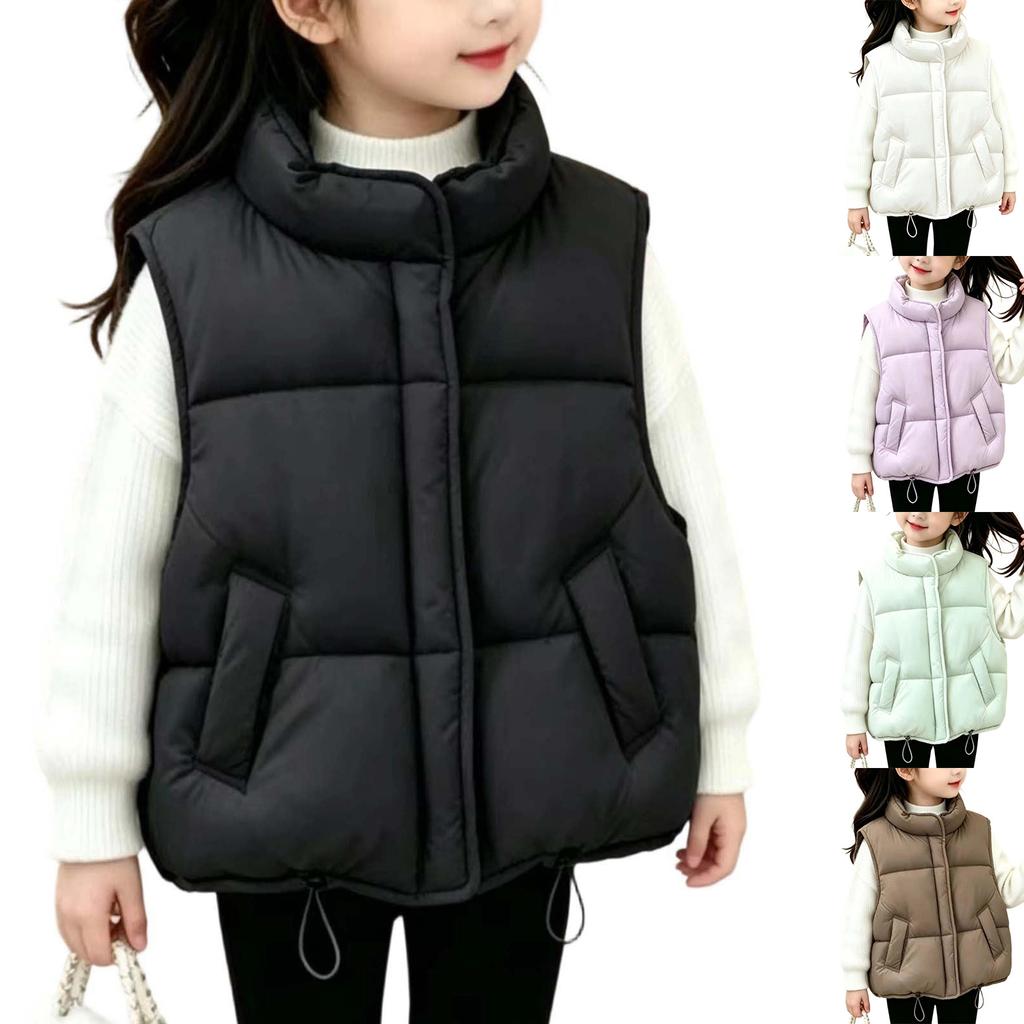 Children's Candy Color Sleeveless Vest with Warm Wide Shoulder Design for Outdoor Wear