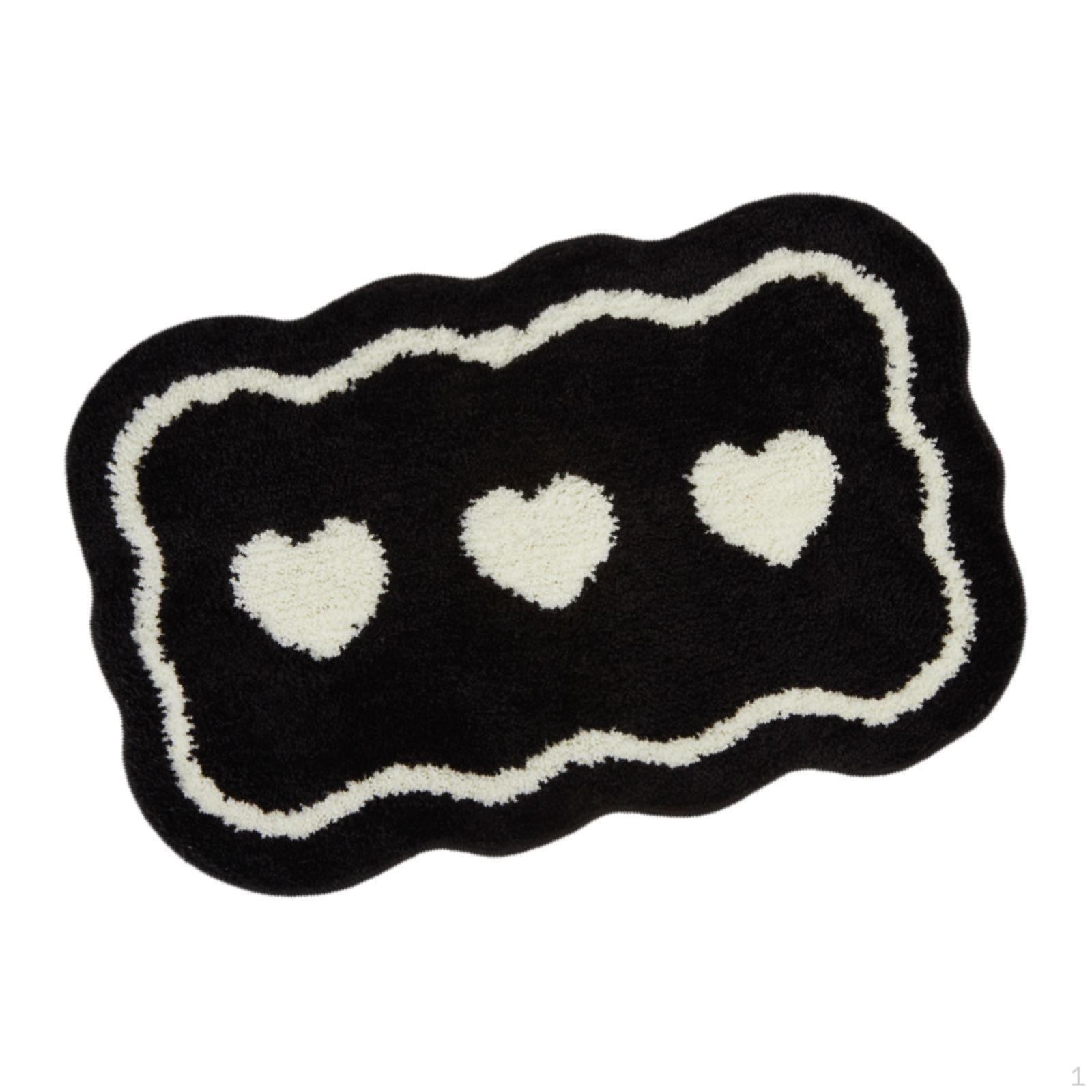 

Коврик для ванной, коврик 15x24 дюйма, напольный ковер с нерегулярным принтом в виде сердца для гостиной, ванной комнаты чёрный