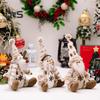 Christmas Doll Plush Knitted Snowman Elk Santa Doll Toy Soft Sitting Christmas Figure Desktop Decor Stuffed Holiday Pillow for Window Bookshelf