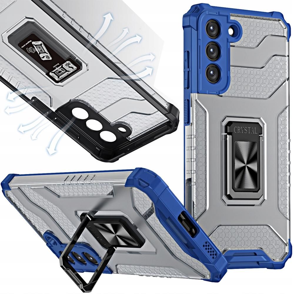 Kristall Ring Hülle gepanzerte Hybrid Hülle Cover + magnetischer Halter Samsung Galaxy S22+ (S22 Plus) Blau