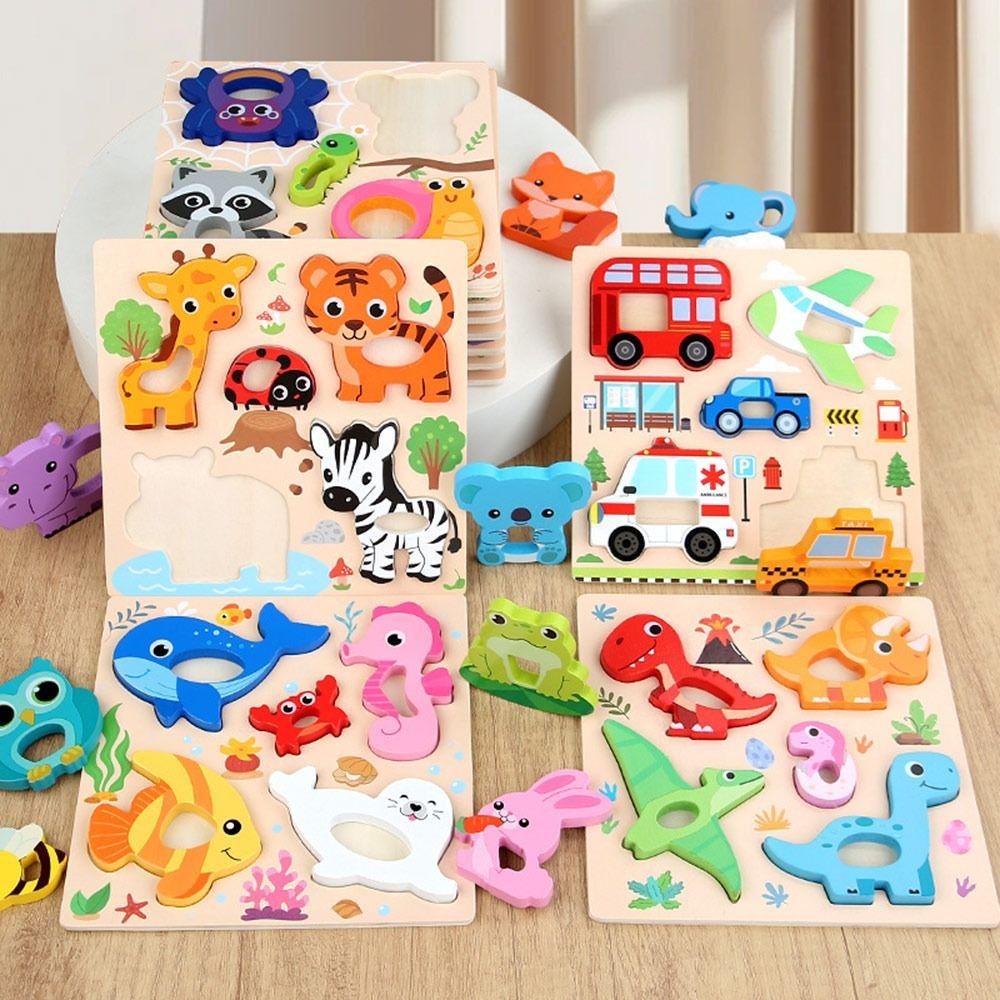 Safe Animals Cognitive Jigsaw Puzzle 3D Intelligence Puzzle Toys Children Educational Toys