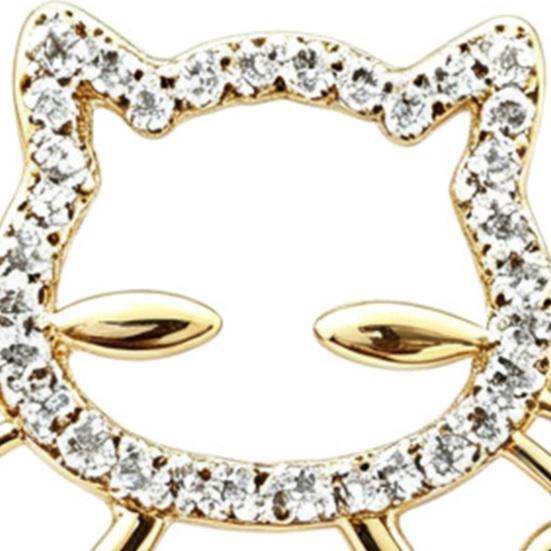 Brooch Pin, Cat Face Collar Clip with Sparkling Rhinestones, Easy No-Needle Installation Brooch for Shirts V-Neck Cardigans Scarves Embellishment