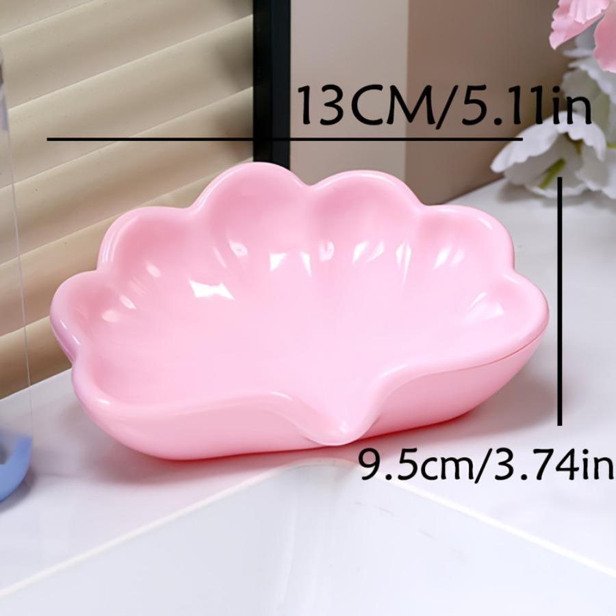 Nordic Style Flower-shaped Soap Tray for Bathroom, Cosmetic and Jewelry Storage Box, White and Pink Desktop Decoration