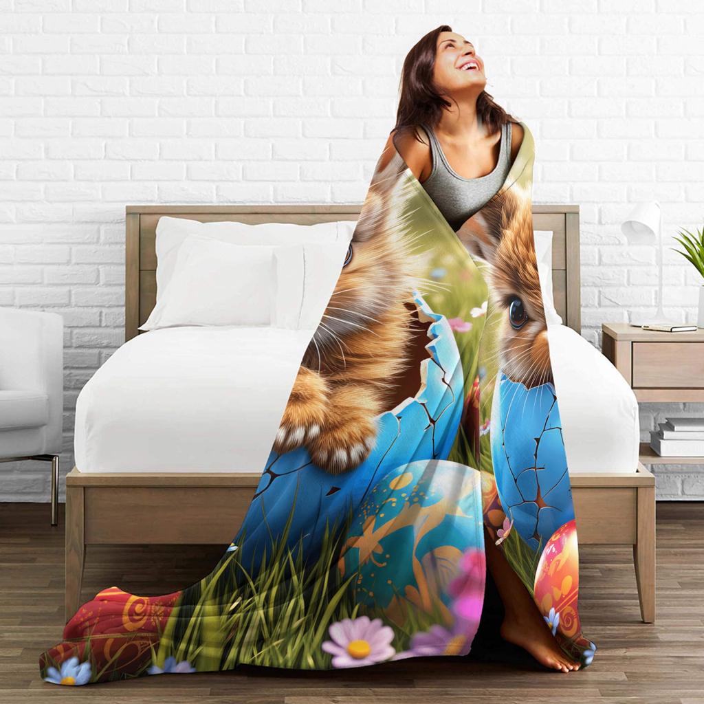 Easter Bunny Blanket Quality Warm Cozy  Bedding Throws Winter Plane Travel Couch Bed Trend Bedspread
