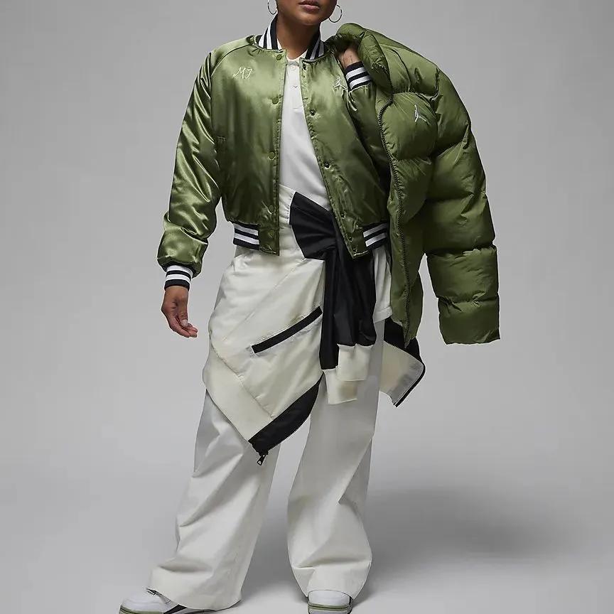 Jordan Jackets Women's Light Olive Yellow Baseball Collar Moderate Other (Unisex) Jackets FB5154 340
