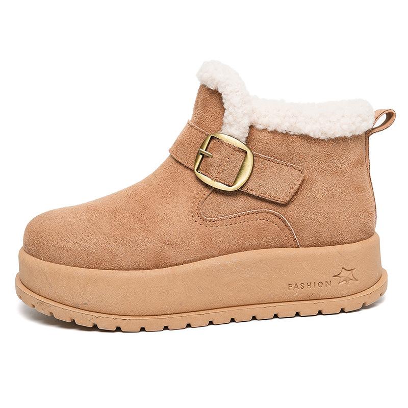 Fleece Plateau Schuhe Damen Neue Winter Ein-Pedal Faule Schuhe Verdickt Warm Schneestiefel