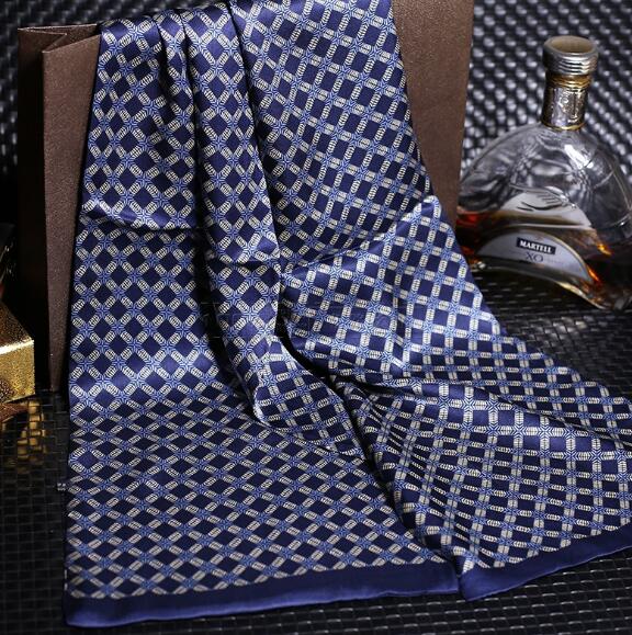 100% Natural Silk Double Layer Cravat Men's Silk Printed Long Scarf Premium Gift for Men 28x160cm