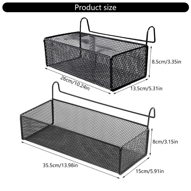 Multipurpose Bed Hanging Storage Organizers Sturdy Metal Basket Accessory for College Dorms and Office Cubicles