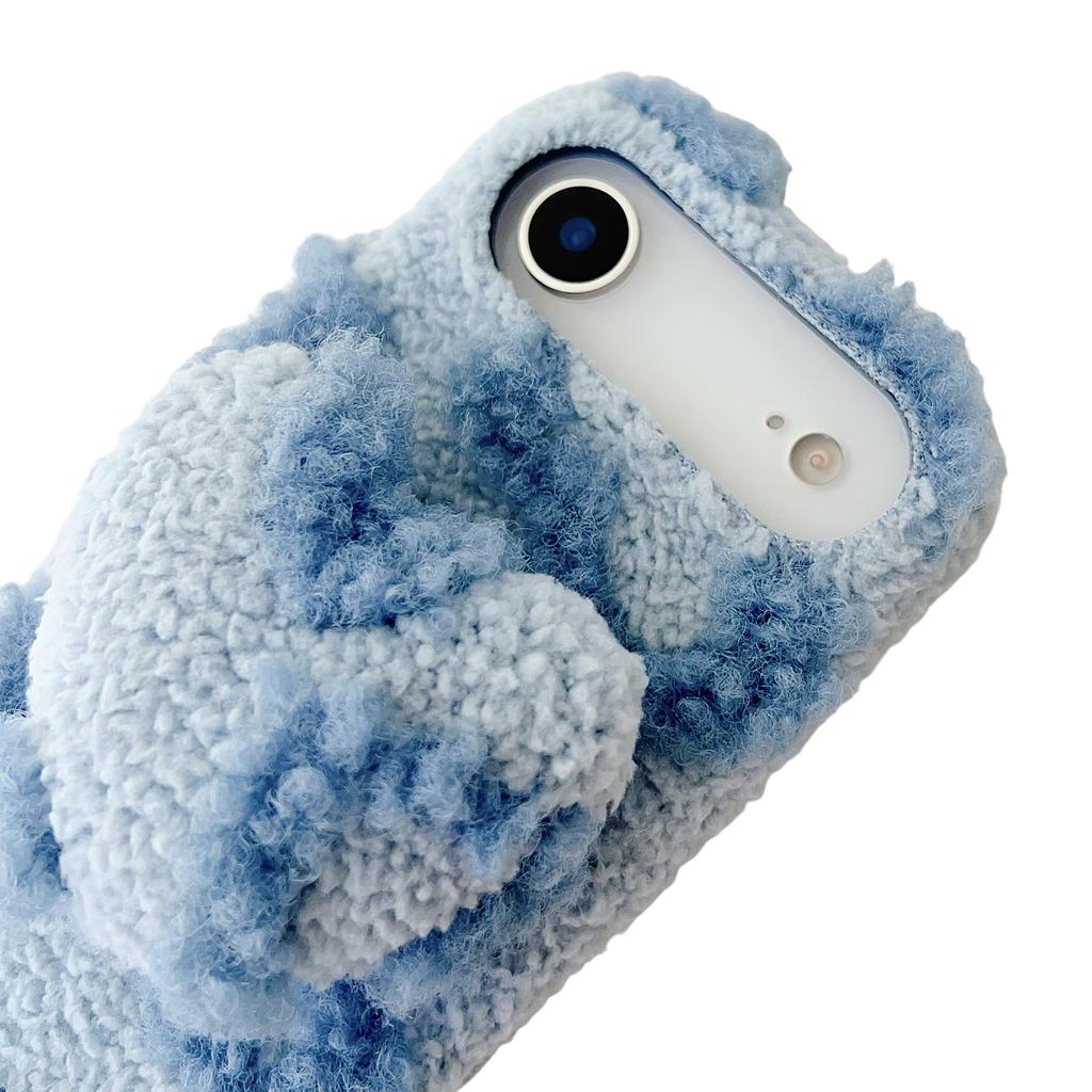 For iPhone Air Case 3D Heart Plush TPU Winter Warm Soft TPU Phone Cover