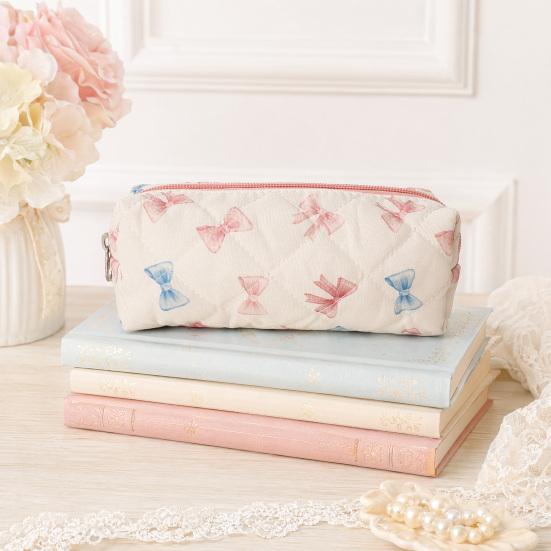 Jijijing Bow/Floral Pencil Case, Large Capacity Pouch, Waterproof Stationery Perfect Gift for Students Kids And Friends