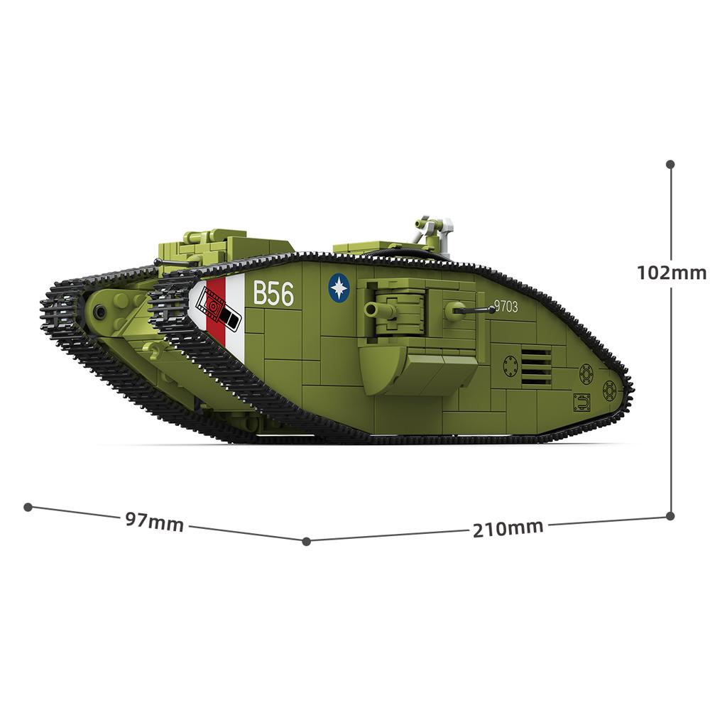 Набор строительных блоков для армии Первой мировой войны, Тяжелый танк Mk.V, Конструктор для детей