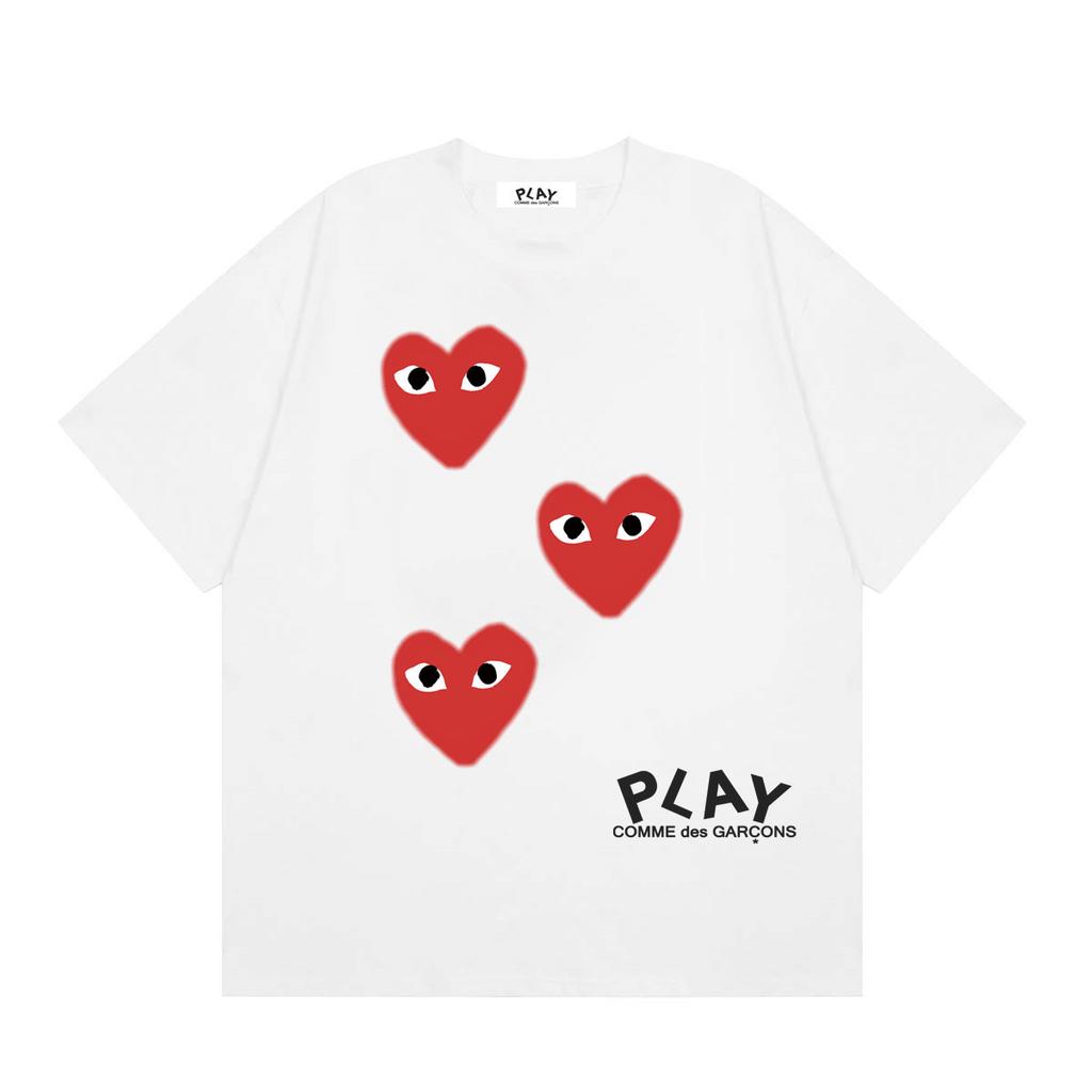 Unisex Crew Neck Short Sleeve Loose Fit Japanese Fresh T-Shirt Heart Geometric Print 100% Cotton Top