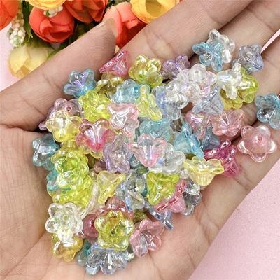 DIY 200 piezas de cuentas acrílicas hechas a mano, tapas para pendientes, Morning Glory, 12 x 6,8 mm, cuentas sueltas, fabricación de joyas, abalorios, collar, pulsera, flor