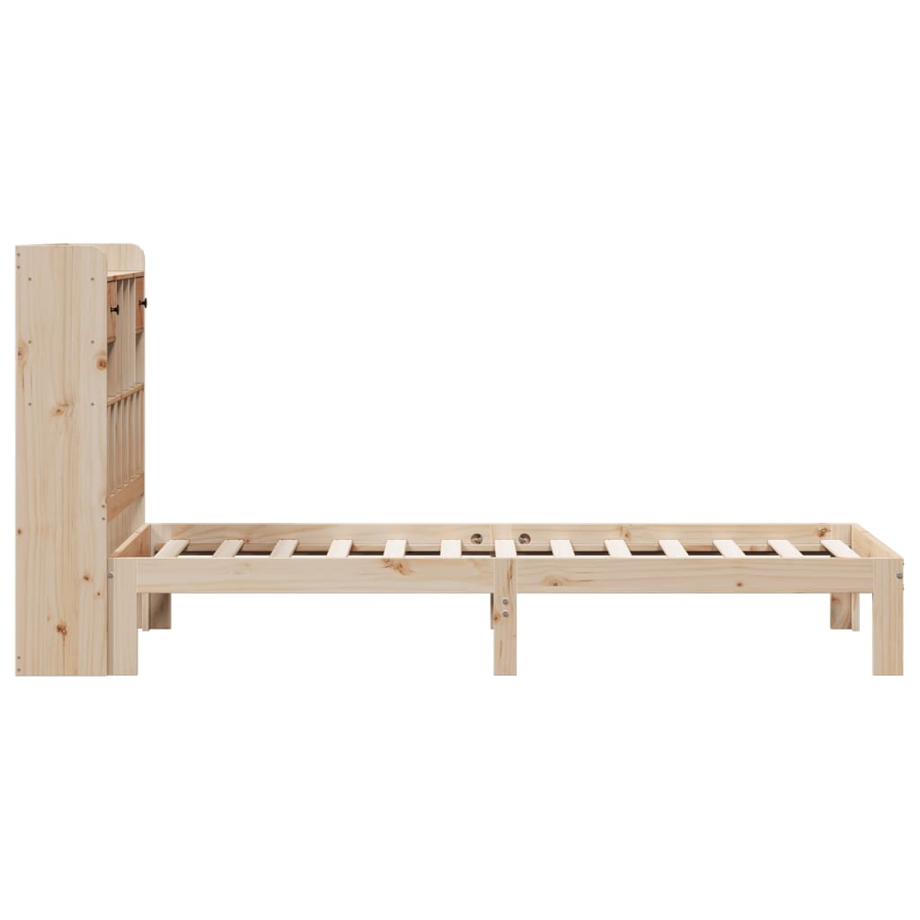 Vidaxl Bed With Shelf, Without Mattress, 90X200 Cm, Pine