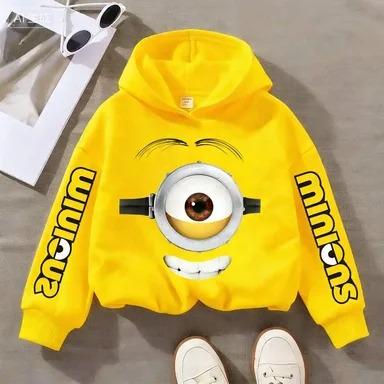 Bluză de copii cu imprimeu amuzant Minions pentru primăvară/toamnă Potrivită pentru băieți și băieți Largă și confortabilă cu glugă
