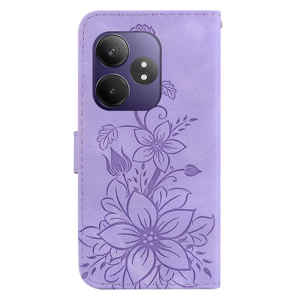 For Realme GT Neo6 SE 5G/GT 6 5G/6T 5G/Neo6 5G Leather Case Lily Flower Imprint Phone Cover with Stand
