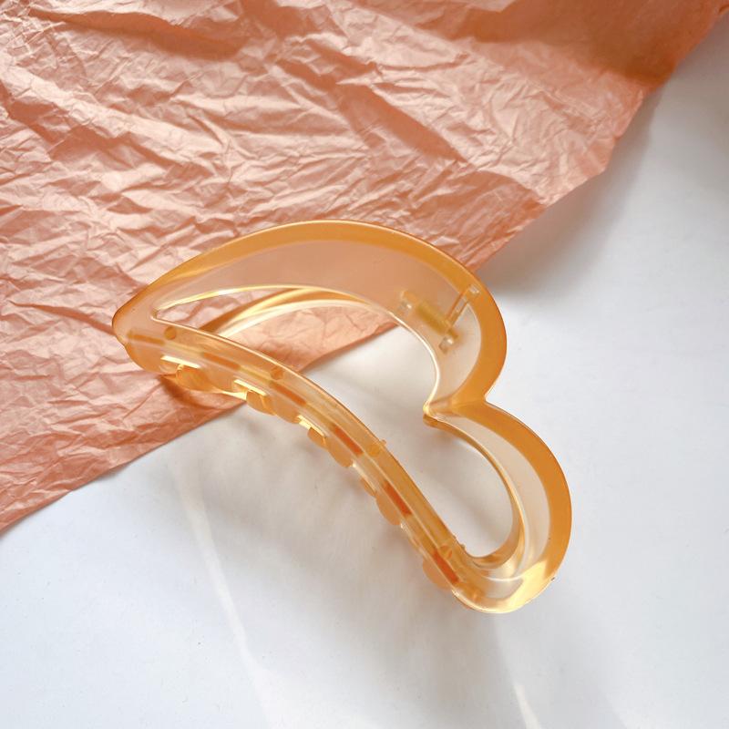 

Chic Korean Handcrafted Acrylic Heart Shape Hair Clutch For Hairstyles Elegant Orange10cm