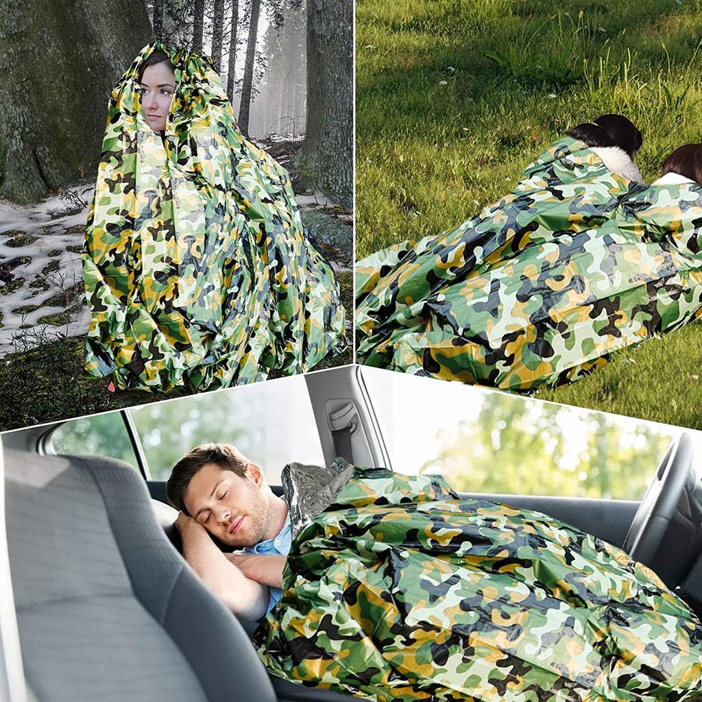 Emergency Sleeping Bag Waterproof Lightweight Thermal Bivy Bag Survival Blanket Portable Nylon Bag for Camping Hiking Outdoor